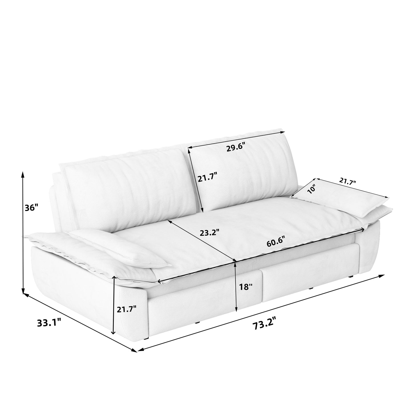 73.2"Queen Pull Out Sofa Bed,3-in-1 Convertible Sleeper Sofa,Multi-Functional Velvet Loveseat Bed, Black(Old sku: W1885S00050/W1885S00195/W1885S00228) image 11