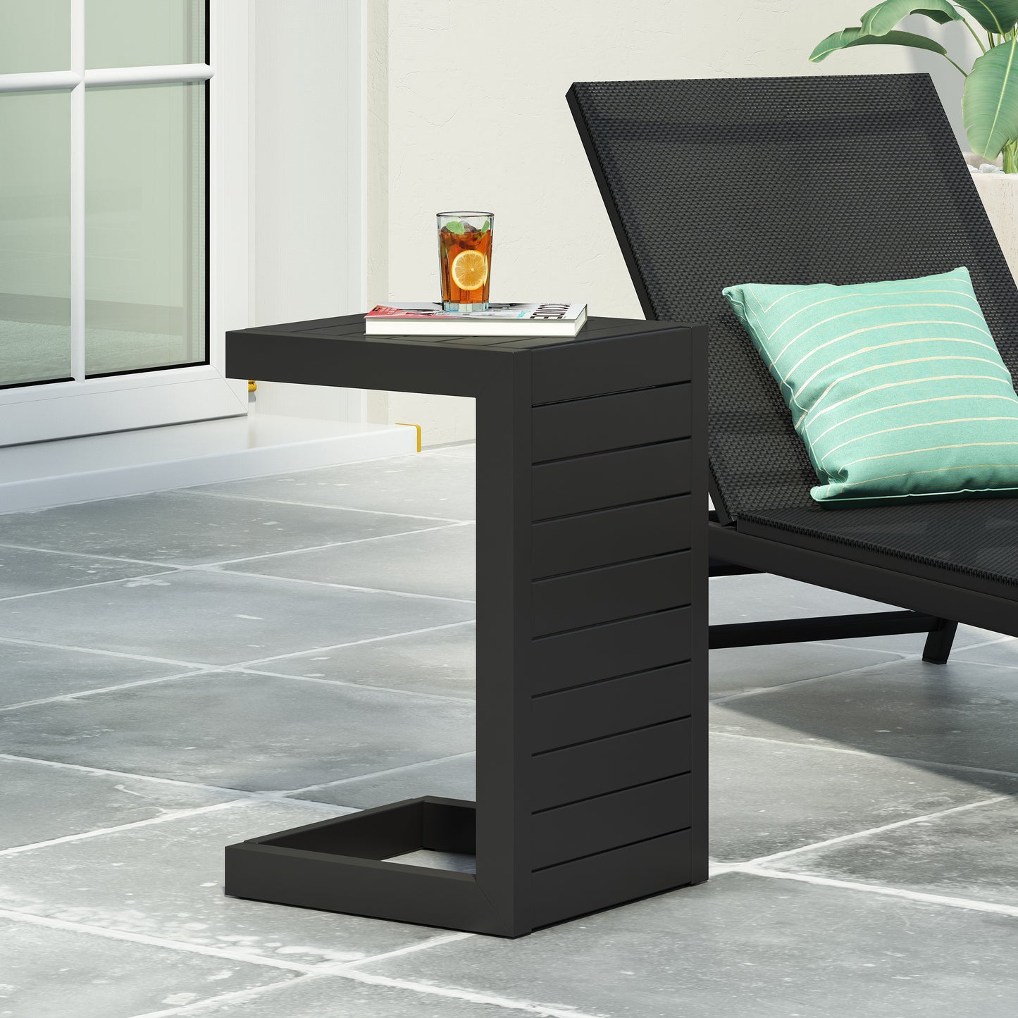 CAPE CORAL ALU C-SHAPED TABLE BLACK image 1