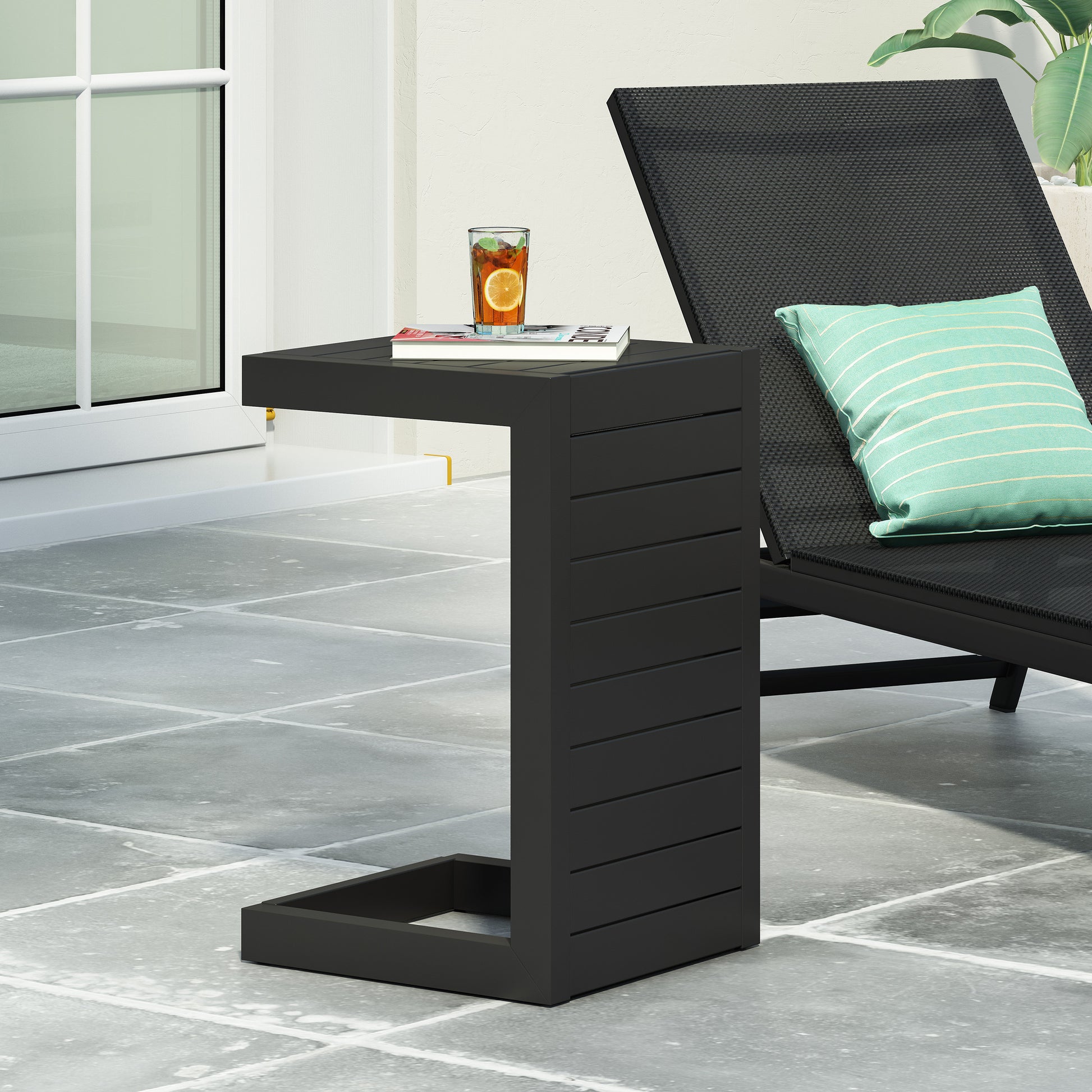 CAPE CORAL ALU C-SHAPED TABLE BLACK image 1
