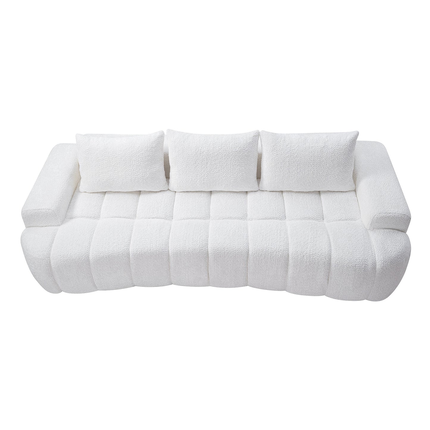 100" Extra Large Curved Front Compressed Sectional Sofa, 3-Seat Cloud-Like Boucle Couch with High Resilience Foam, Easy to Move & Ship, Modern Oversized Sofa for Living Room image 4