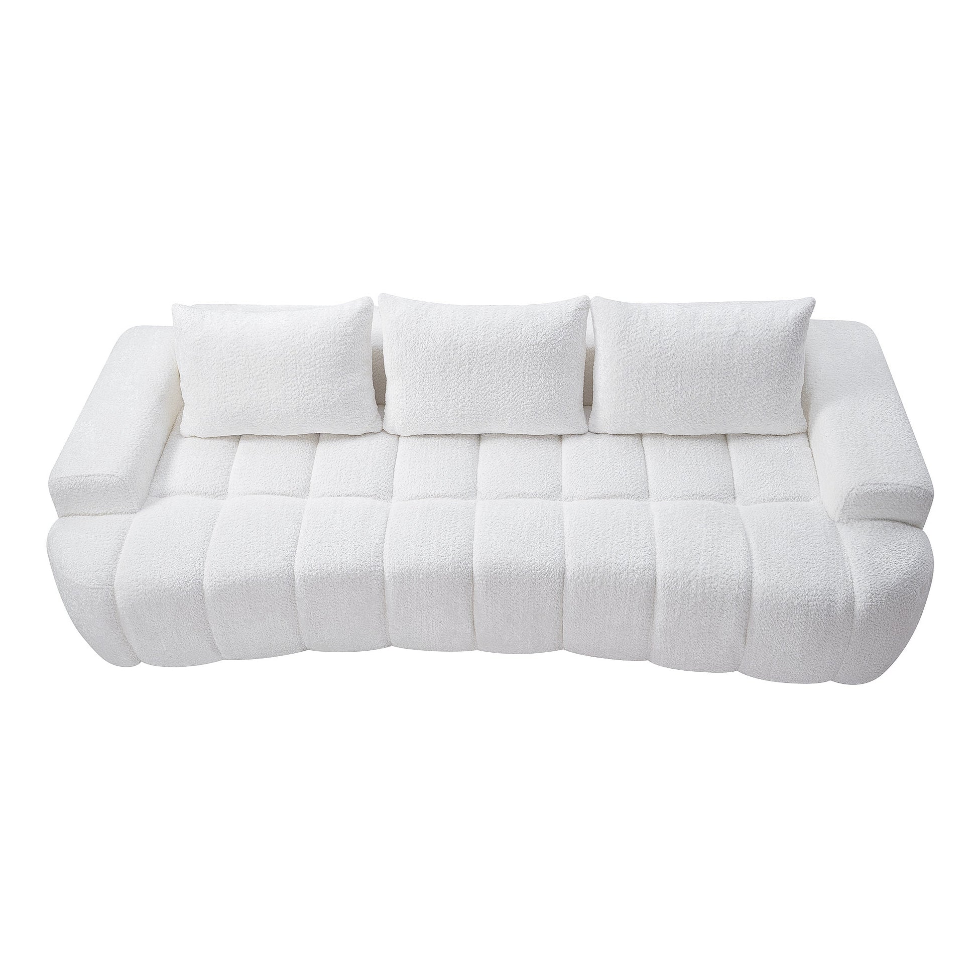 100" Extra Large Curved Front Compressed Sectional Sofa, 3-Seat Cloud-Like Boucle Couch with High Resilience Foam, Easy to Move & Ship, Modern Oversized Sofa for Living Room image 4