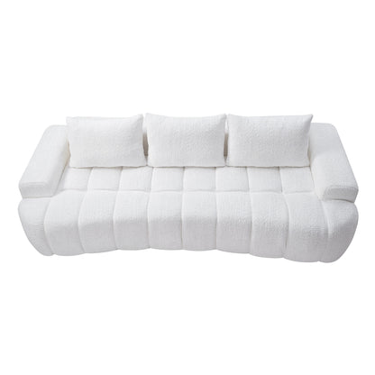 100" Extra Large Curved Front Compressed Sectional Sofa, 3-Seat Cloud-Like Boucle Couch with High Resilience Foam, Easy to Move & Ship, Modern Oversized Sofa for Living Room image 4