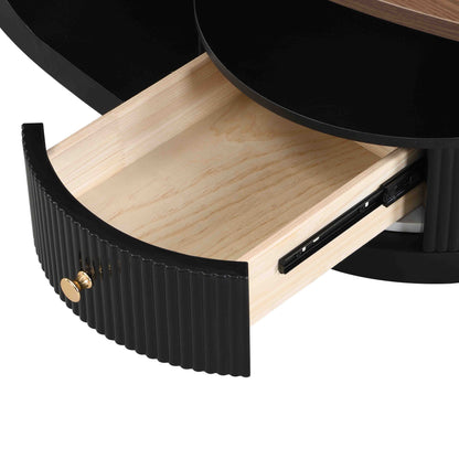 Luxury Nesting Coffee Table Set of 2, Tables with Storage for Living Room, Oval and Round Table Set, Black Center Table, Cocktail Table, Side Table, Large 47.24'', Small 19.69'' image 9