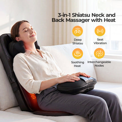 Massage Chair Pad, 3-in-1 Shiatsu Neck and Back Massager Cushion with Heat, Adjustable Height & Intensity, Full Body Massage Pad for Recliner and Sofa, Fathers Day Dad Gifts image 5