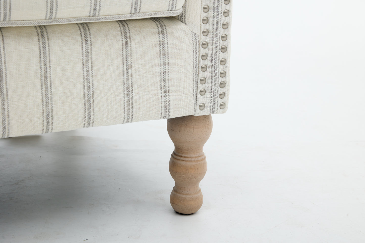 Modern Accent Chair with Retro Wood Legs, Comfy Upholstered Armchair, Floral Design Single Sofa Chair for Living Room Bedroom Office - Stripe image 10