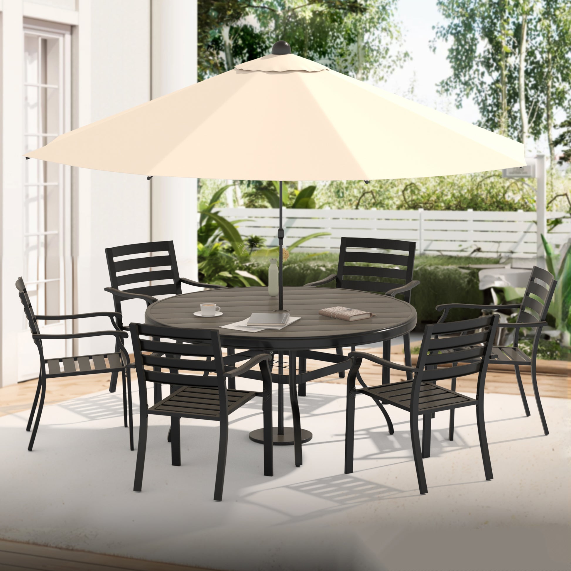 VRSHWO lron Terrace Dining Chairs, a Set of 2 Black Color Outdoor Chairs, Bistro Metal Chairs, All-Weather Outdoor Metal Dining Chairs, Suitable for Gardens, Terraces, and Swimming Pool image 3