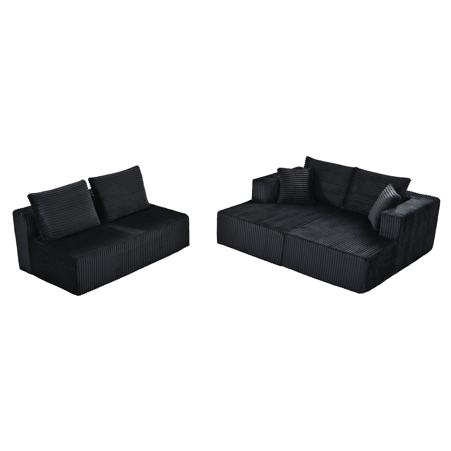 132.1 Inch Modular Sectional Sofa, U-Shaped Corduroy Sofa Couch with Double Chaise, Oversized Deep Seat Cloud Couch for Living Room, Apartment, Black image 6