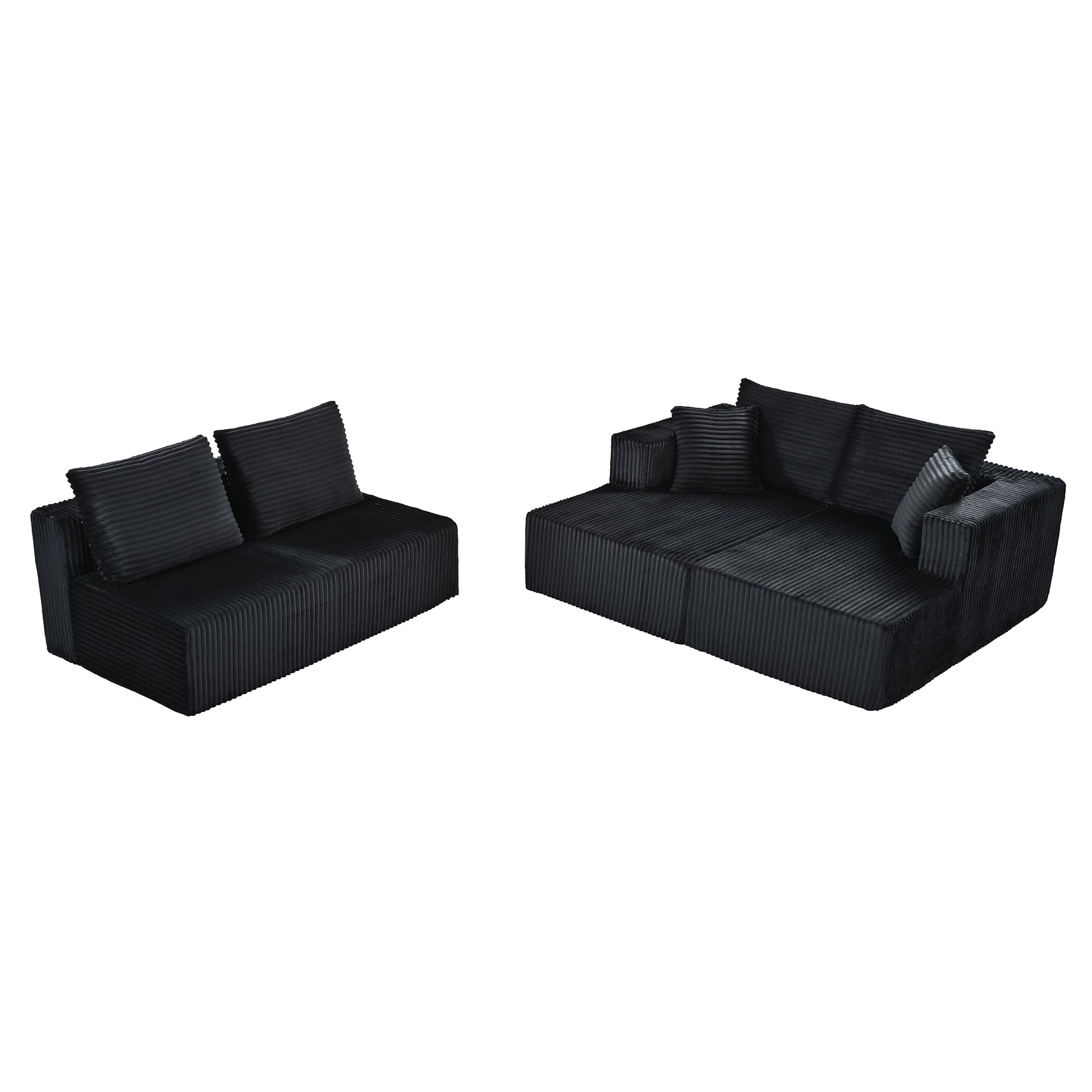 132.1 Inch Modular Sectional Sofa, U-Shaped Corduroy Sofa Couch with Double Chaise, Oversized Deep Seat Cloud Couch for Living Room, Apartment, Black image 6