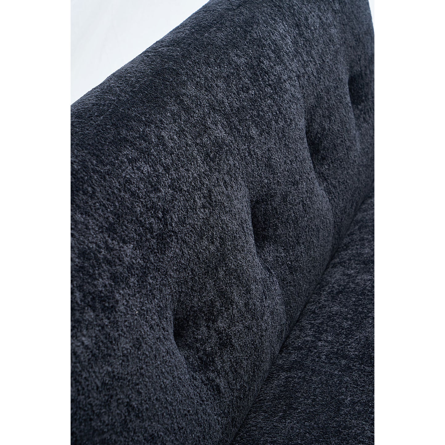 88.98'' Width Modern Sofa with Compression Seat Cushions and Back Cushions,Steel Arm Frame,Chenille Fabric,Black Color image 10
