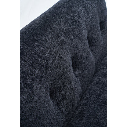 88.98'' Width Modern Sofa with Compression Seat Cushions and Back Cushions,Steel Arm Frame,Chenille Fabric,Black Color image 10