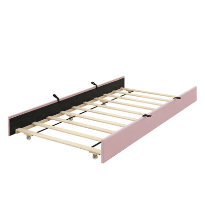 Queen Size Velvet Upholstered Platform Bed with Twin XL Size Trundle, Pink image 7