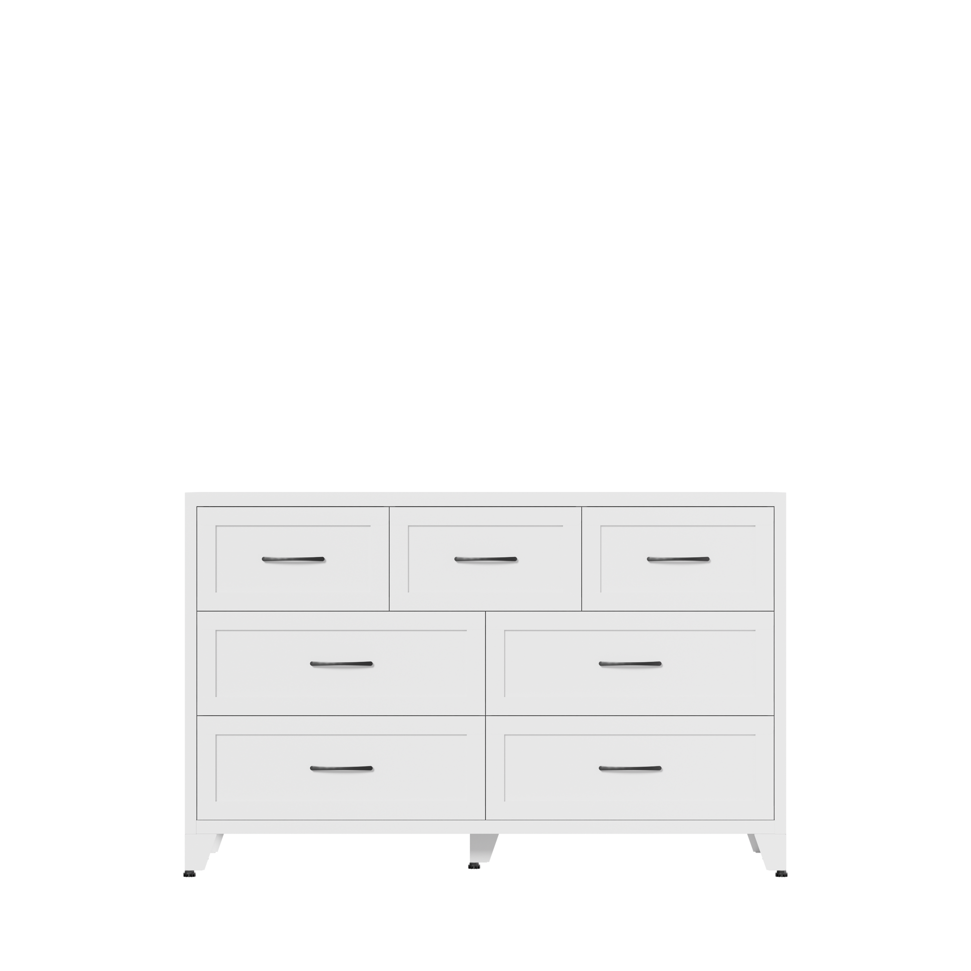 7-Drawer Dresser, Wide Low-Profile Storage Cabinet, White Metal Chest of Drawers for Bedroom, Living Room & Entryway image 12