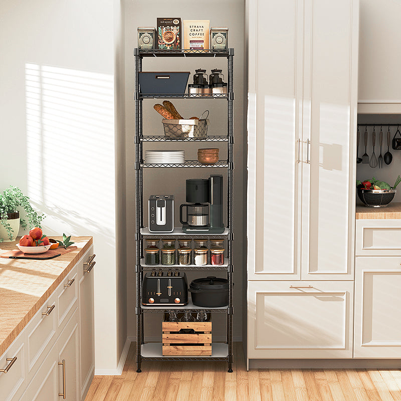 8 Tier 2000 lbs Storage Rack Metal Wire Shelving Unit, Storage Standing Shelf Organizer for Laundry Bathroom Kitchen Pantry Closet Garage Basement Utility Room, Black 13.8" D x 23.6" W x 79.5" H image 5
