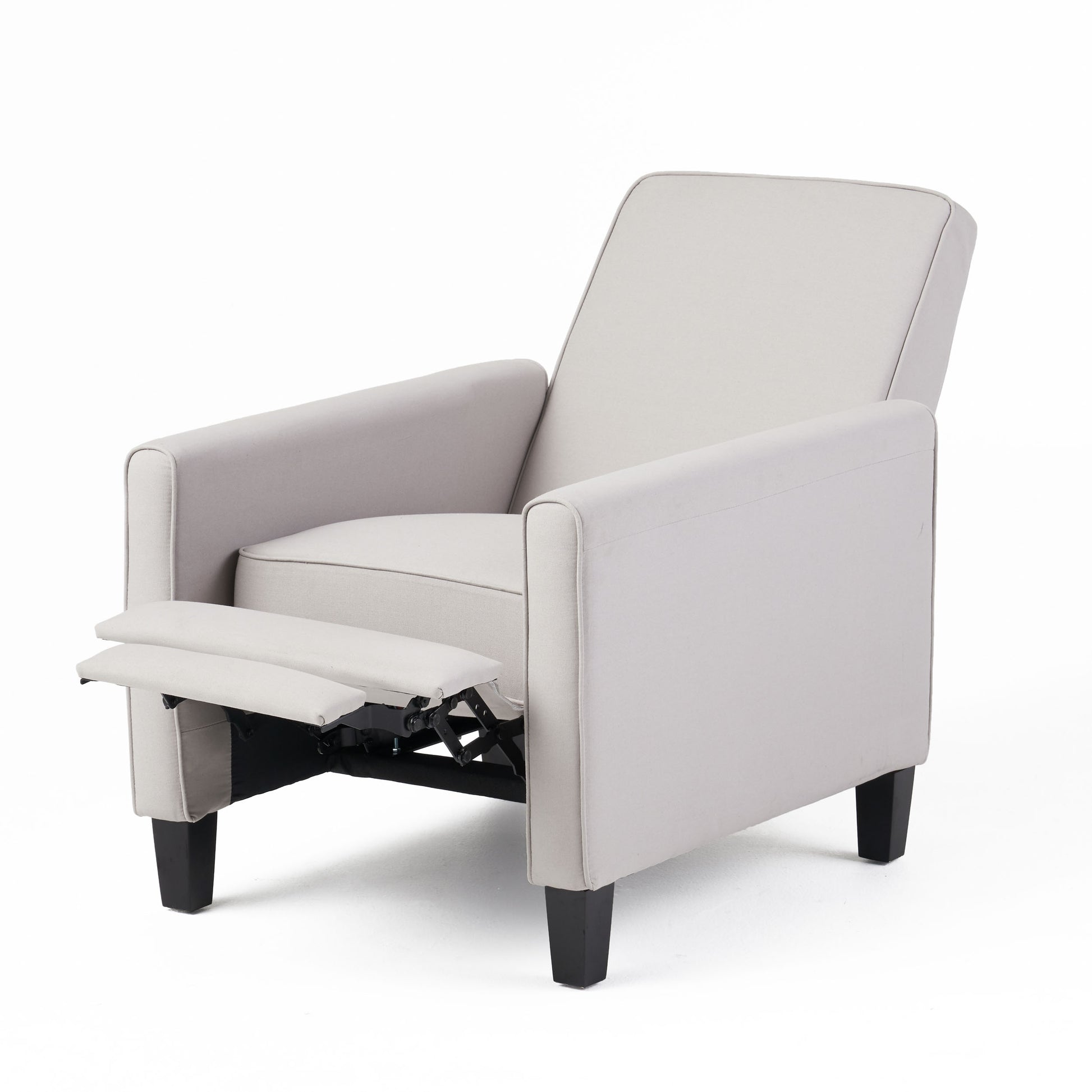 27.5" Push Back Recliner Chair Upholstered Recliner Armchair with Solid Beech Wood Legs for Living Room and Bedroom(Old SKU:52422.00FDGRY), Grey image 7
