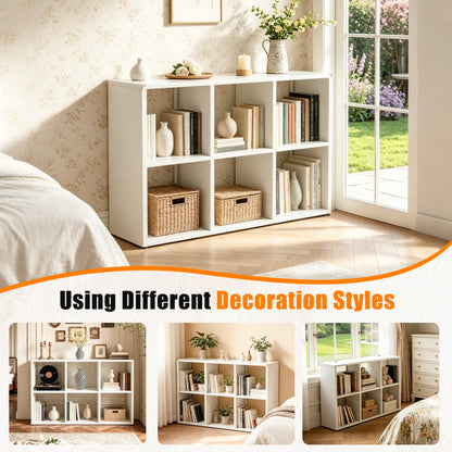 Book Shelf,Metal Bookcase,Display Shelf Storage Organizer,6-Cube Bookshelf,11.8"x 28" x 41",Easy Assembly,for Living Room,Bedroom,Home Office,White image 7