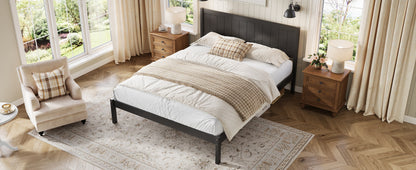 Platform Bed Frame with Headboard, Wood Slat Support, No Box Spring Needed,King,Espresso image 9