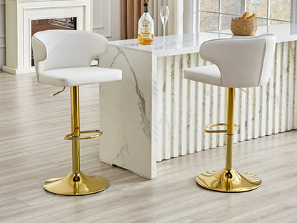 Modern rotating adjustable bar chair, PU leather belt backrest swivel chair, suitable for kitchen bar counter and dining room, adjustable height, capable of bearing 300 pounds (white -2 pieces) image 4