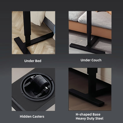 Bedside Table,Folding Overbed Bedside Desk Mobile Rolling Laptop Stand Tilting Overbed Table with Wheels Height Adjustable Tray Table for Laptop Bed Sofa Side Table (WALNUT) image 8