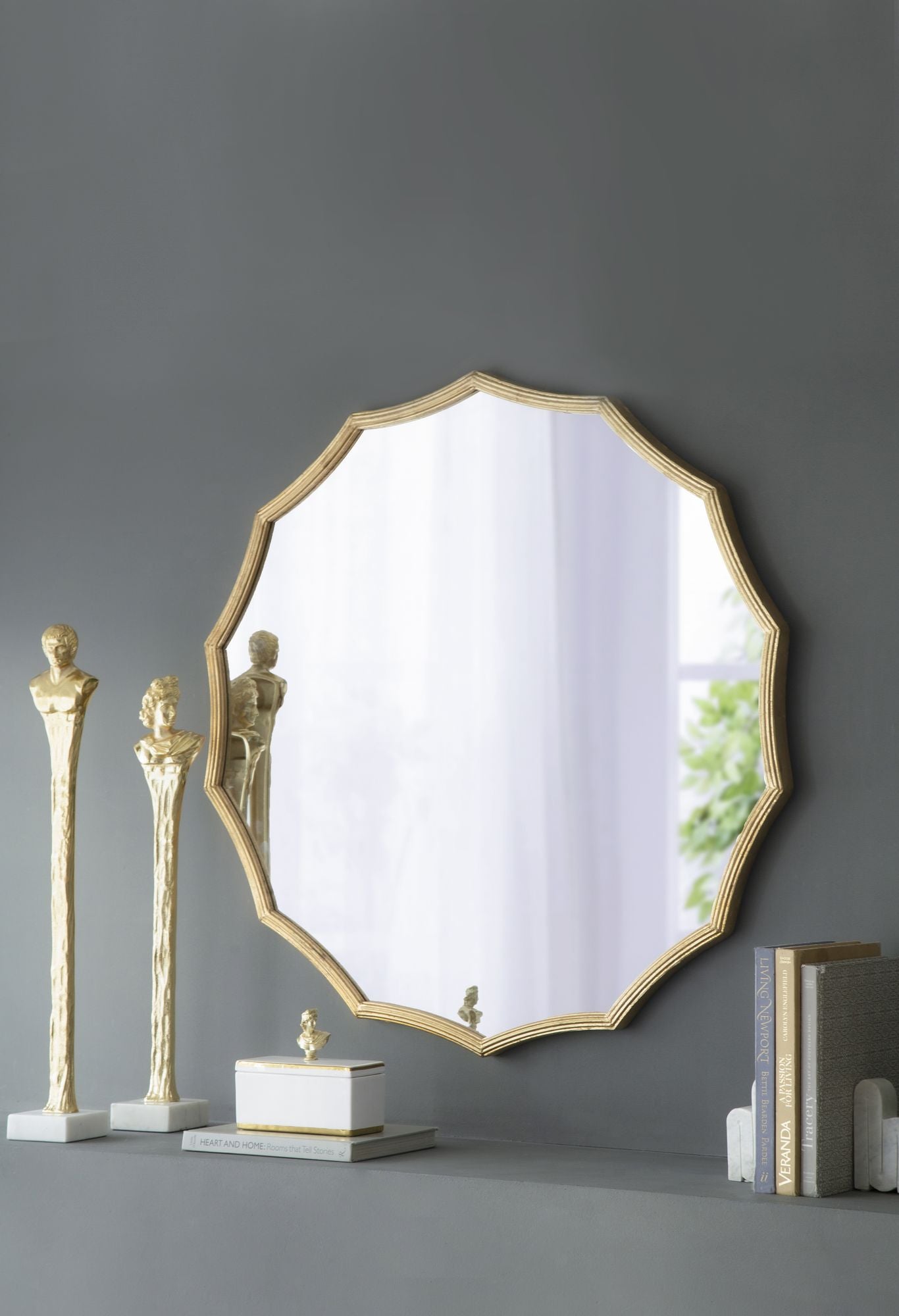 D40" Round Sunburst Wall Mirror with Gold Finish, Wall Decor Mirror for Entryway Bedroom Living Room image 2