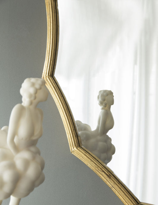 D40 inch round sunburst wall mirror with gold finish for entryway decor
