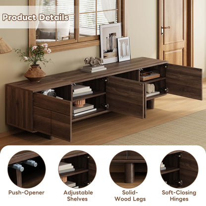 78 inch Modern TV Stand for TVs up to 85", Entertainment Center with with Solid Wood Legs, Cable Management, Push-Openers, Soft-Closing Hinges & Adjustable Shelves for Living Room image 7
