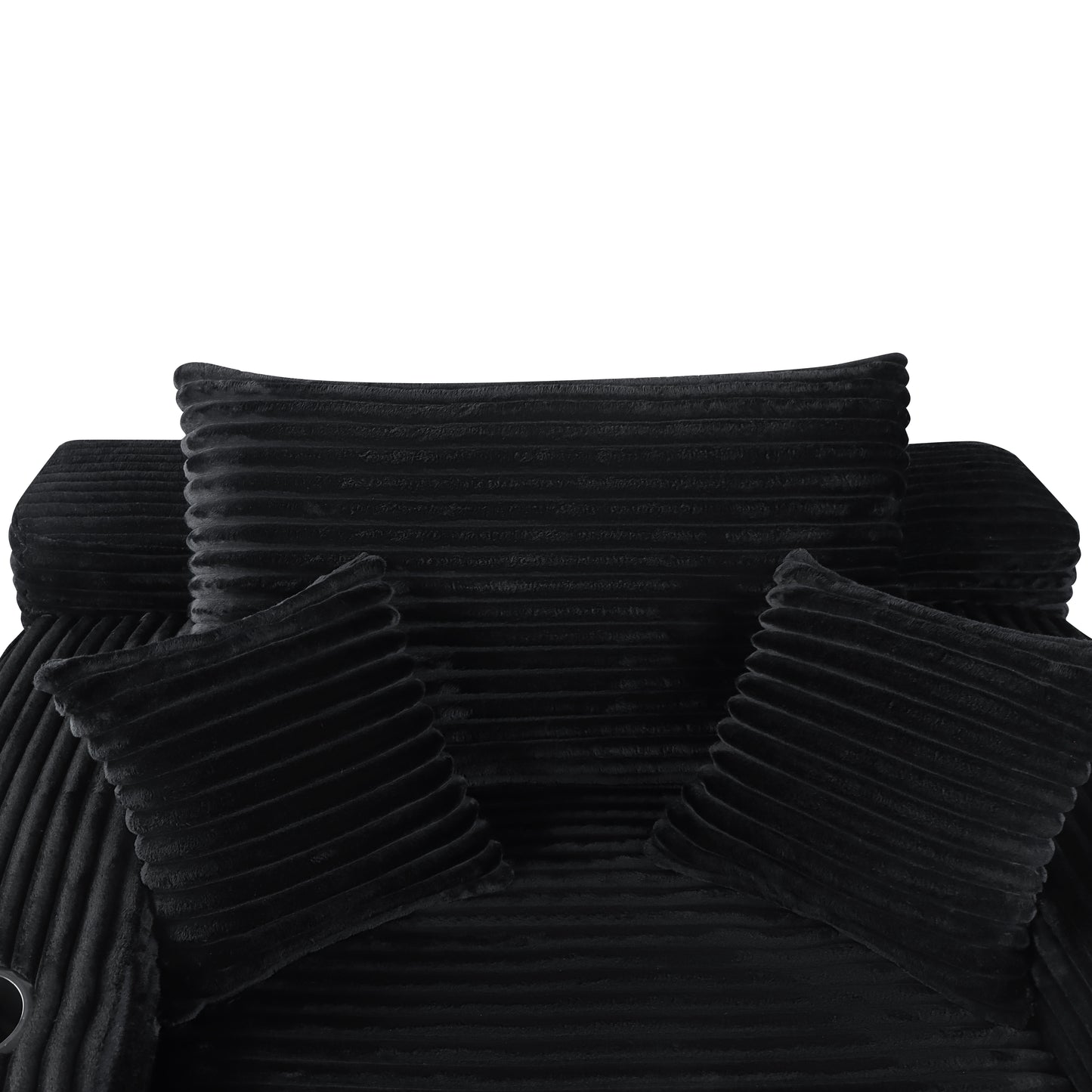 Convertible Chaise Lounge Chair Plush with Wide Armrest & Throw Pillows, Cozy Boneless Sleeper Sofa Bed Armchair, with cup holder,for Living Room, Bedroom, No Assembly Required,Black image 9