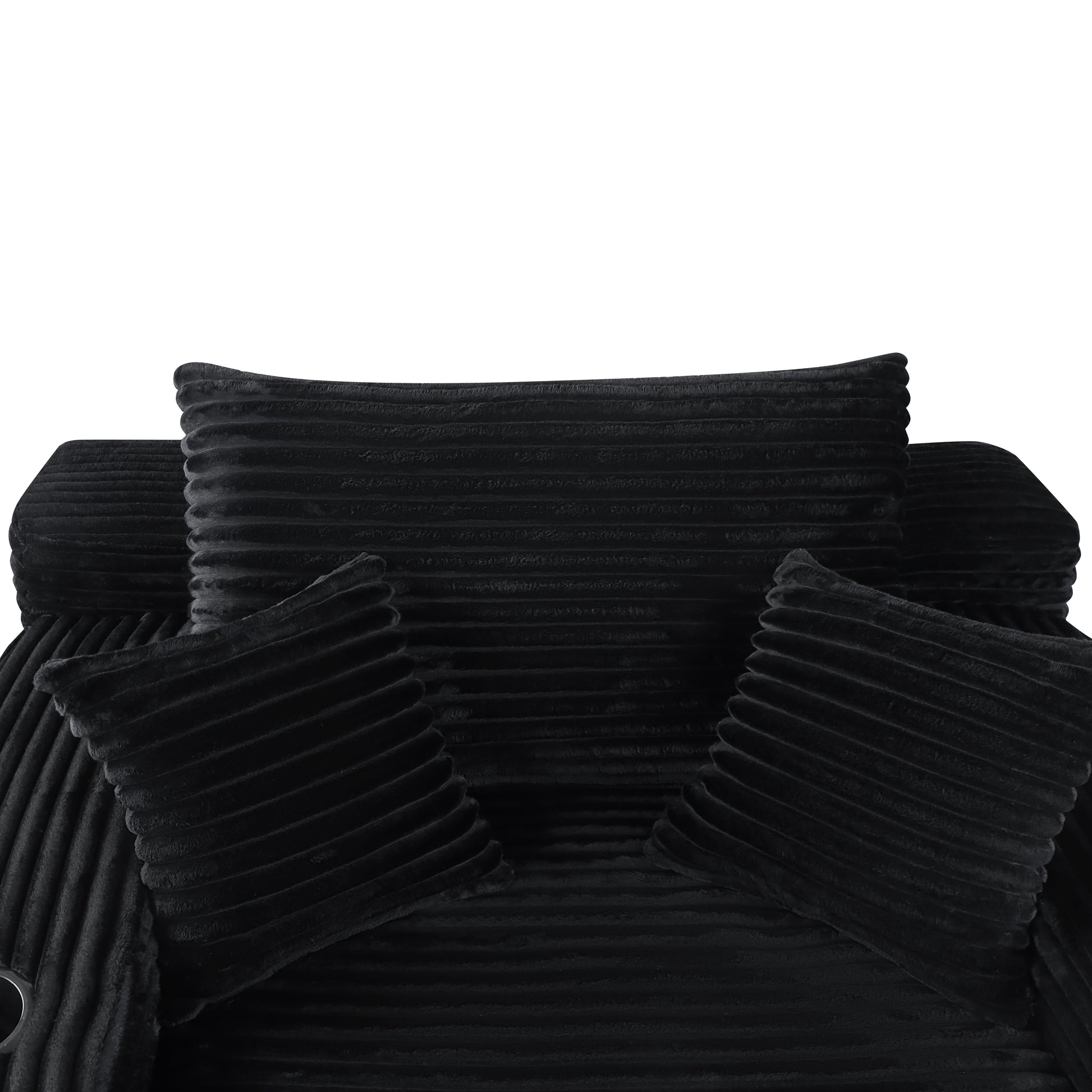Convertible Chaise Lounge Chair Plush with Wide Armrest & Throw Pillows, Cozy Boneless Sleeper Sofa Bed Armchair, with cup holder,for Living Room, Bedroom, No Assembly Required,Black image 9