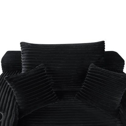 Convertible Chaise Lounge Chair Plush with Wide Armrest & Throw Pillows, Cozy Boneless Sleeper Sofa Bed Armchair, with cup holder,for Living Room, Bedroom, No Assembly Required,Black image 9