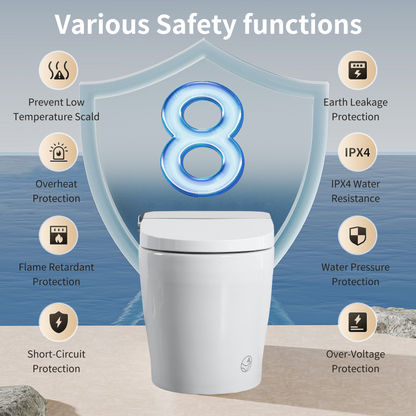 Tankless Smart Toilet With Bidet Built In, One-piece Bidet Toilet Seat, Auto Flush, Auto Open/Close,Heated Seat, Warm Water and Dry, Adjustable Temp,Remote Control Side Know image 7