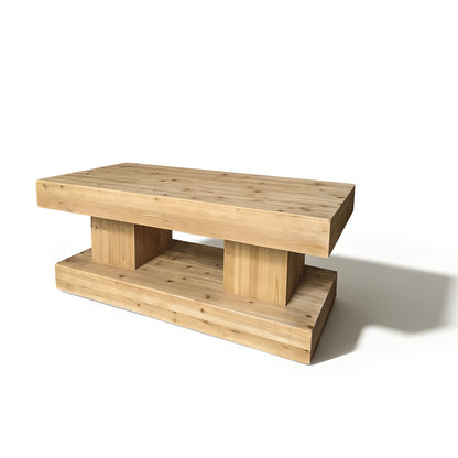 47.24"Natural Solid Wood Coffee Table elevate your living room with crafted from premium natural wood with visible grain and knots for a warm, organic feel. image 7