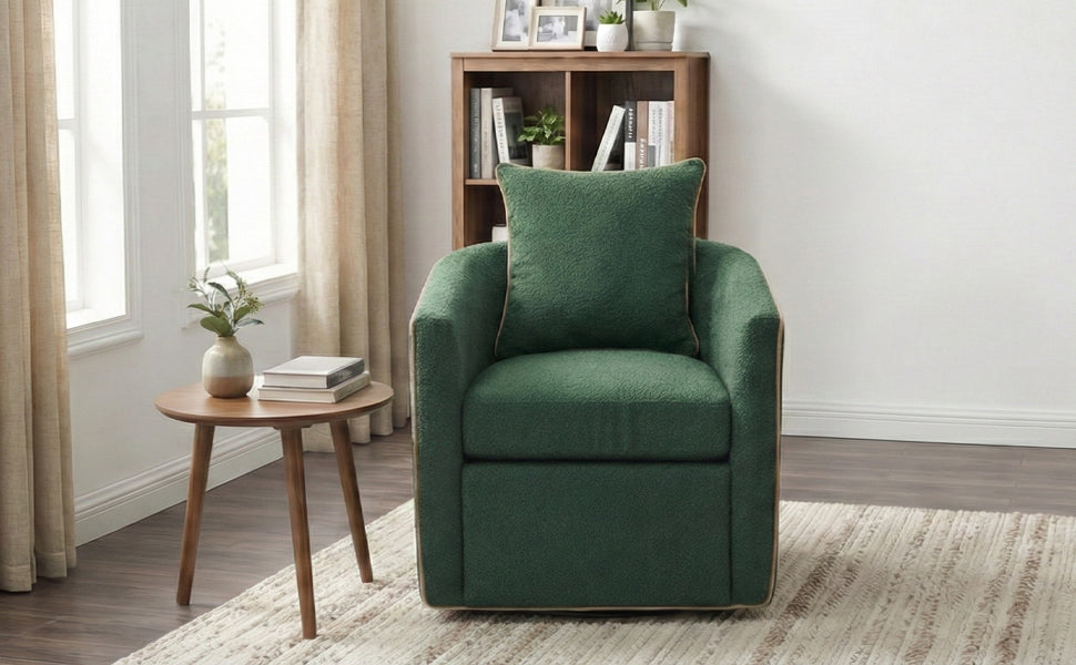 Swivel Accent Chair Upholstered Club Chair Barrel Sofa Chair for Living Room, Reading Corner, and Small Spaces, Green image 3