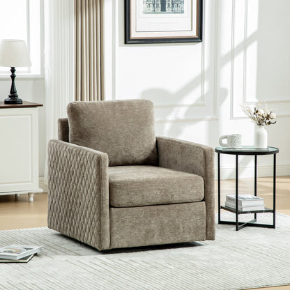 29.5''W Upholstered 360° Swivel Armchair with Hidden Storage, Comfy Diamond-Shape Tufted Armrests Accent Square Club Chair Single Sofa with Pillow for Living Room, Bedroom,Reading Nook,Corner, Taupe image 12