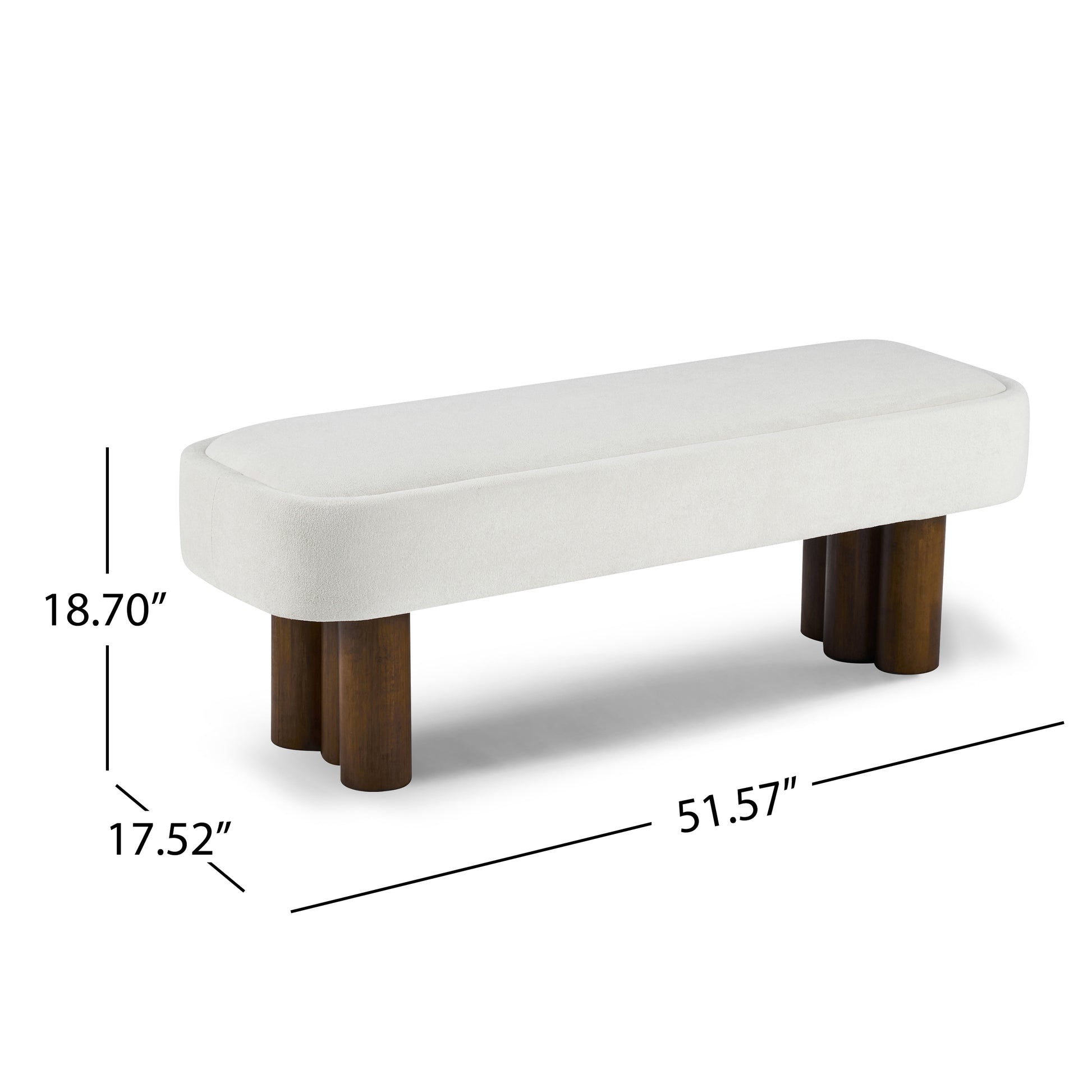 Indoor Beige Fabric Dining Bench with Walnut Color Legs, 51.57'L Upholstered Seating for Kitchen, Dining Room and Living Space,250lbs Capacity image 3
