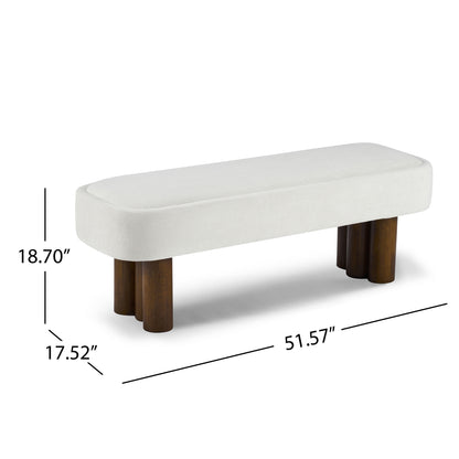 Indoor Beige Fabric Dining Bench with Walnut Color Legs, 51.57'L Upholstered Seating for Kitchen, Dining Room and Living Space,250lbs Capacity image 3