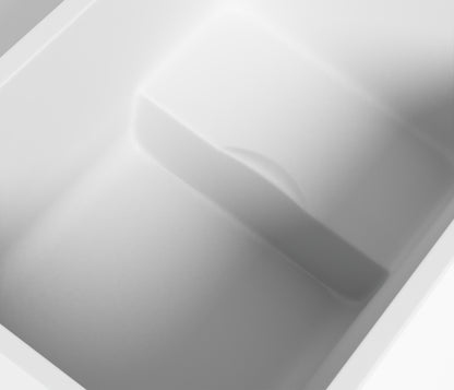 47" Acrylic Freestanding Bathtub with seat: Spacious rectangle Shape, Gloss White Finish, Chrome Overflow & Pop-Up Drain CUPC Certificate image 9