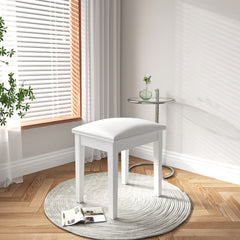 Vanity Stool Makeup Bench Dressing Stool with Cushion and Solid Legs,White