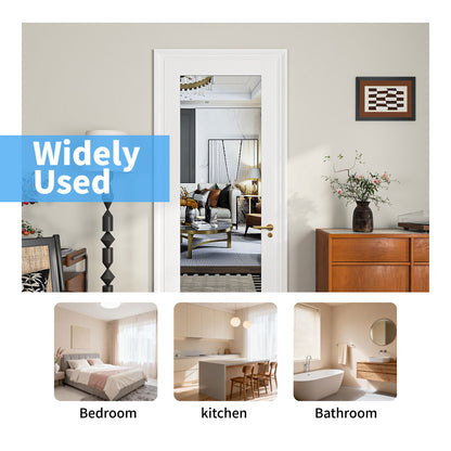 32" X 80"French Slab Door,1-Lite Mirror Solid Wood Slab Interior Doors Pre-Assembled for Pantry Laundry Closet Bathroom,White Primed Panel Door,w/o Hardware image 11