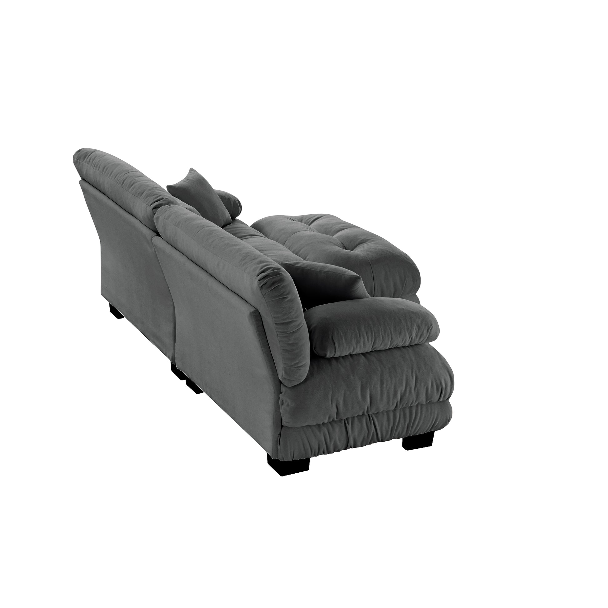 Cloud Couch Sectional Sofa for Living Room, Chenille 2 Seater Sofa with 2 Lumbar pillows and 2 throw pillows, Upholstered Wide Arm Sofa with Convertible Ottoman,Chenille Gray image 12