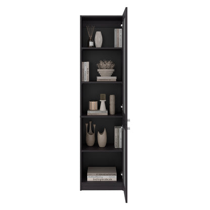 Surry Tall Bookcase 71" H with 2 Fluted Panel Doors and Five Interior Shelves, Black Wengue image 5