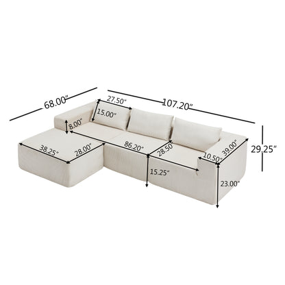 107" Compressed Sectional Sofas (Beige) image 10