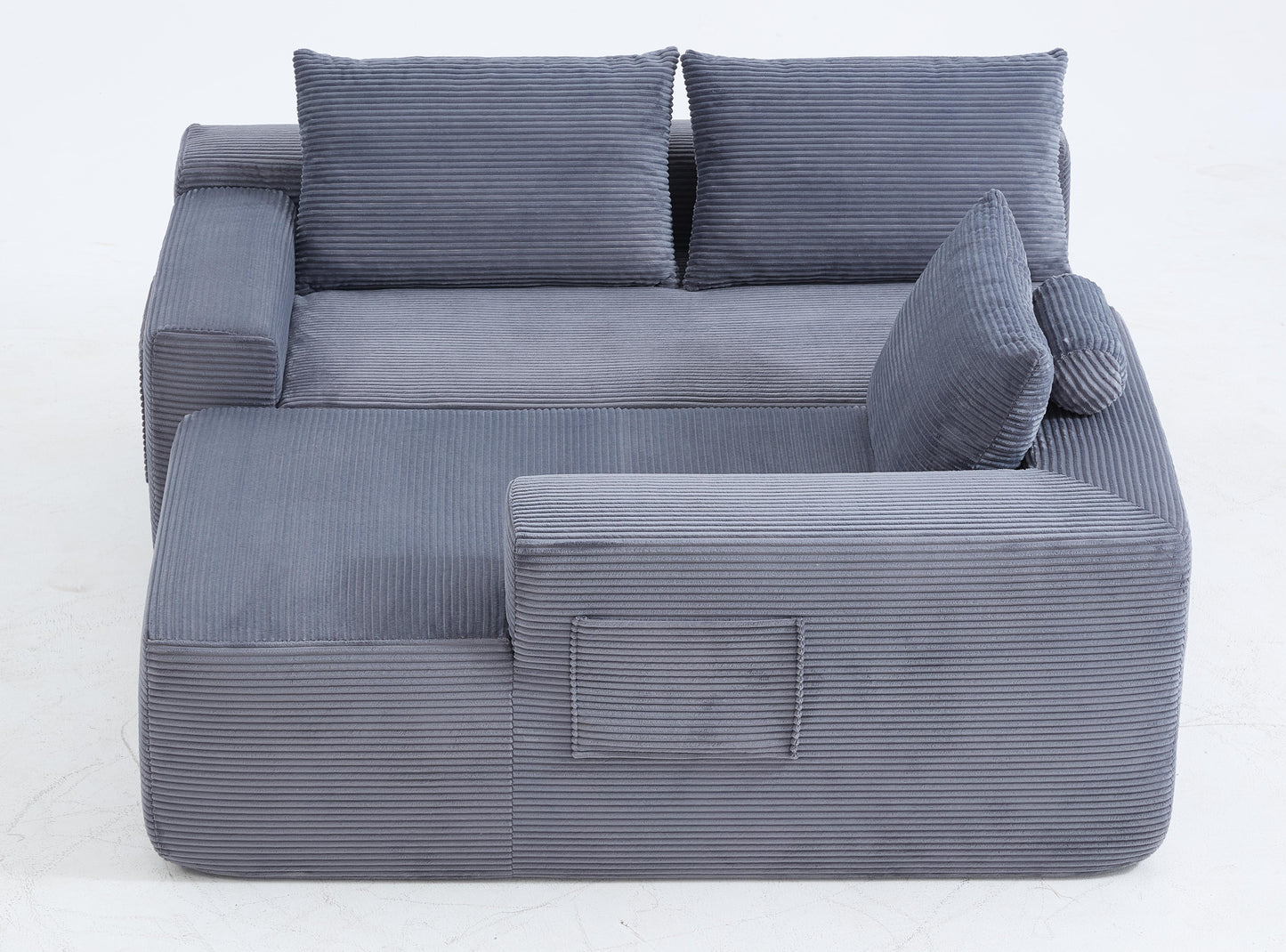 New 96.9"Compressible doubleCloud Sectional Couch with L-Shape Chaise,Modern Modular Sofa with Deep Seat,Upholstered Couches for Living Room Bedroom,No Assembly Required, Corduroy Fabric,Grey Right image 11