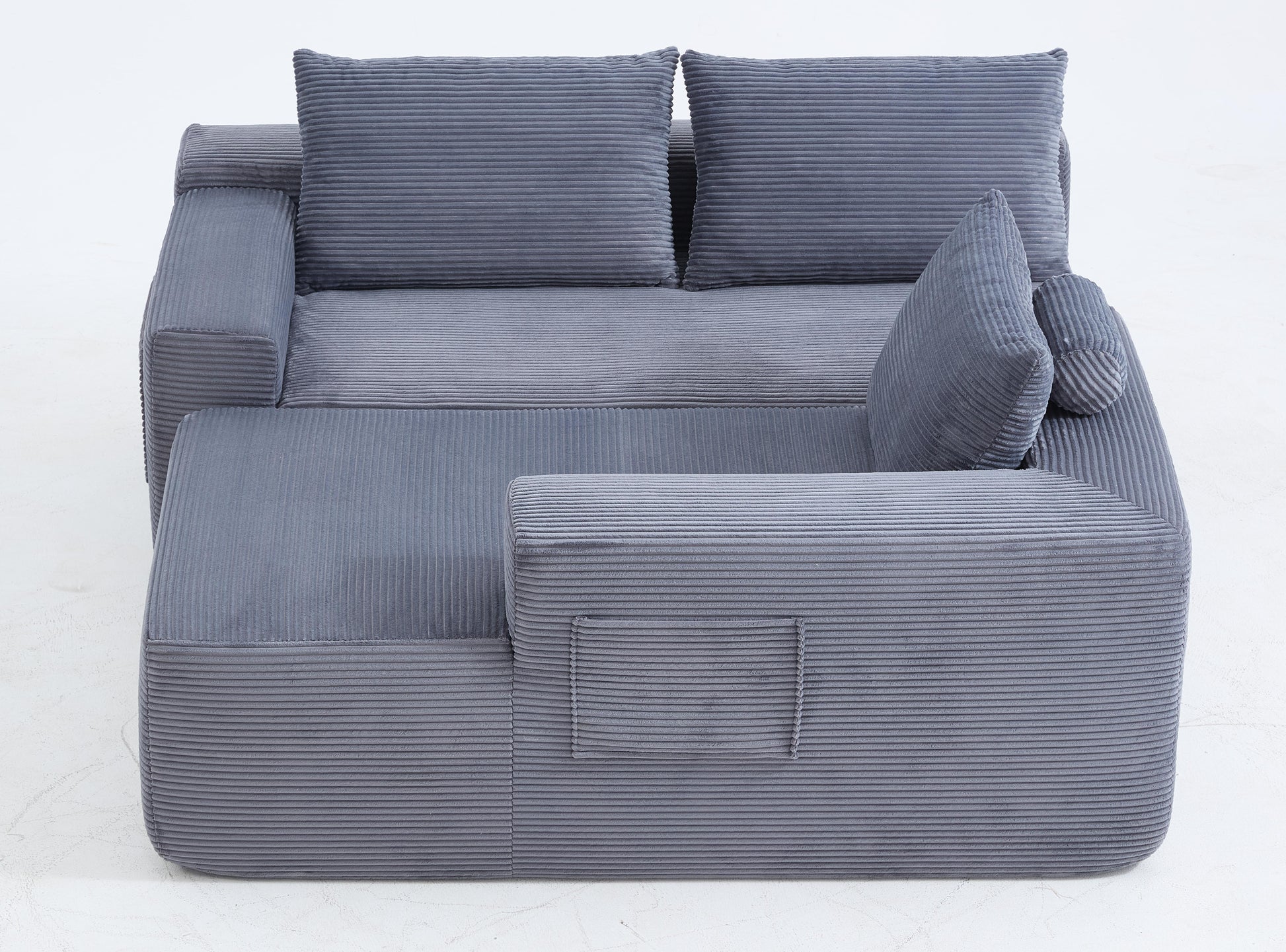 New 96.9"Compressible doubleCloud Sectional Couch with L-Shape Chaise,Modern Modular Sofa with Deep Seat,Upholstered Couches for Living Room Bedroom,No Assembly Required, Corduroy Fabric,Grey Right image 11
