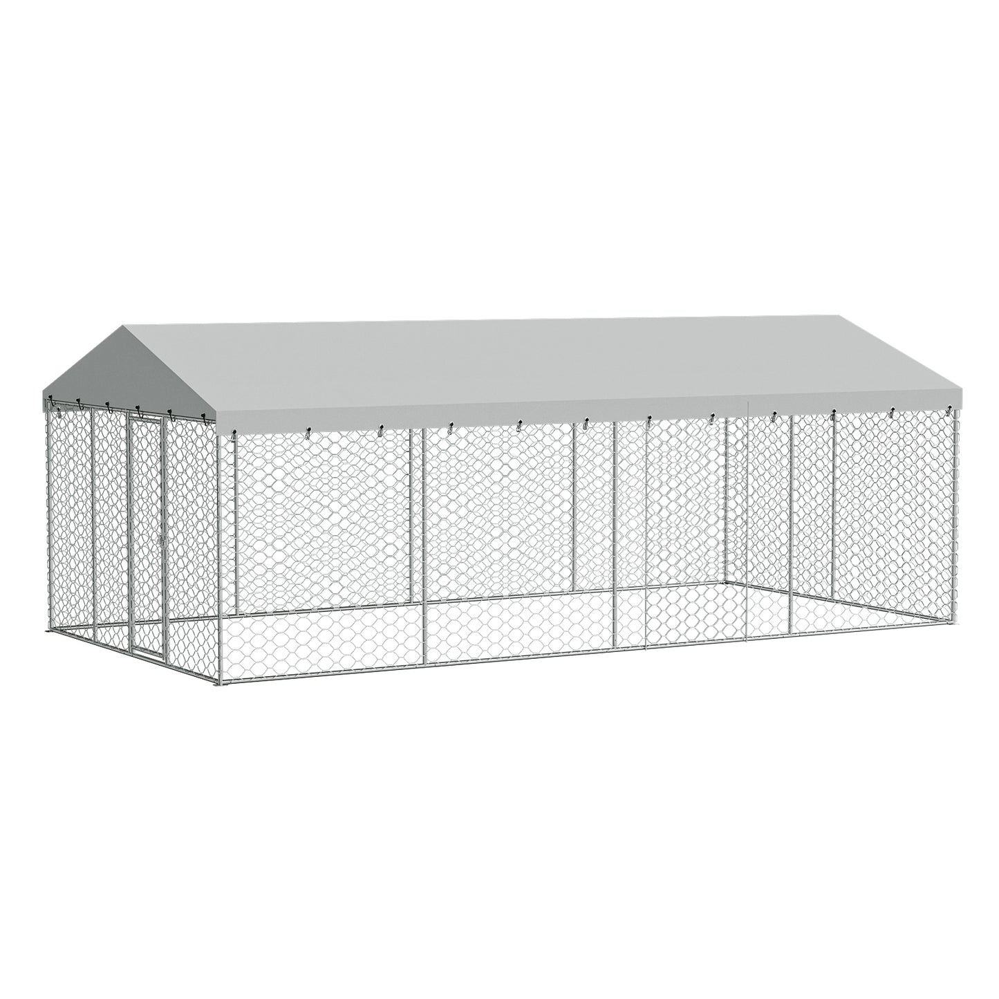 10x20 FT Large Outdoor Dog Kennel with Canopy, Heavy Duty Galvanized Steel Frame, Waterproof Cover, All-Weather Protection, Escape-Proof Lockable Pet Playpen for Large Dogs, Multiple Animals. image 2