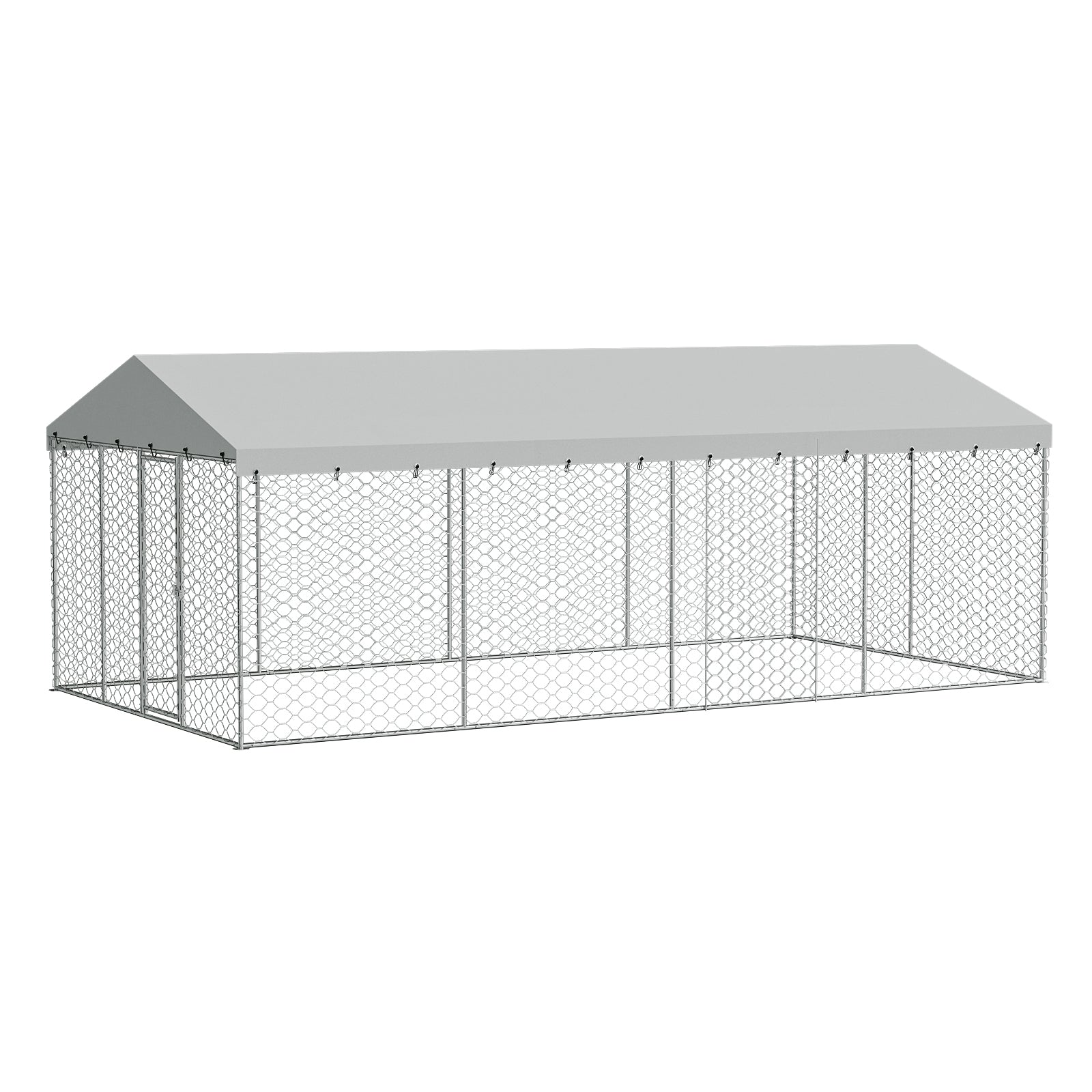 10x20 FT Large Outdoor Dog Kennel with Canopy, Heavy Duty Galvanized Steel Frame, Waterproof Cover, All-Weather Protection, Escape-Proof Lockable Pet Playpen for Large Dogs, Multiple Animals. image 2