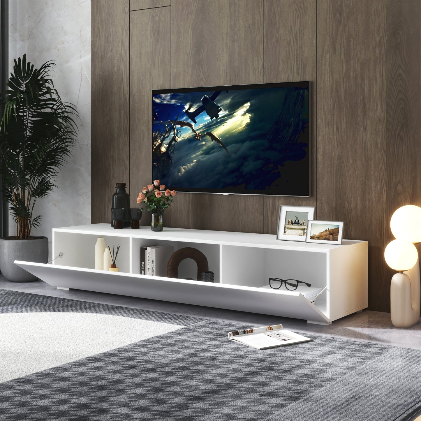 Modern Entertainment Center with Storage Media Console for Living Room image 5
