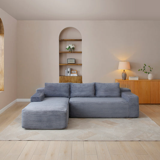 97'' Modular Sectional Sofa, Cloud Sectional Couch with Deep Seat, Modern Modular L-Shape Sofa Couch with Chaise,Upholstered Couches for Living Room Bedroom,No Assembly, Grey image 1