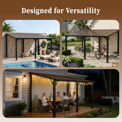 14x10 FT Hardtop Gazebo, Heavy Duty Outdoor Pergola with Tinted Polycarbonate Roof, UV & Snow Resistant, Rustproof Aluminum Frame – For Patio, Backyard, Garden, Carport image 7