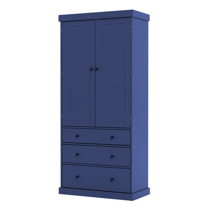 [Assembly Video Provided]TOPMAX 77inch Farmhouse Kitchen Pantry, Freestanding Tall Cupboard Storage Cabinet with 3 Adjustable Shelves, 8 Door Shelves, 3 Drawers for Kitchen, Dining Room, Blue image 12