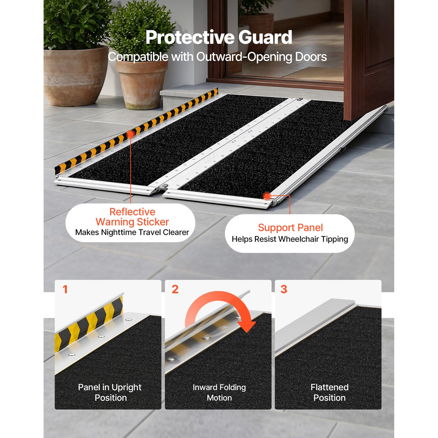 Portable Wheelchair Ramp, 5FT, Non-Slip Aluminum Folding Handicap Ramp for Wheelchair, 800 lbs Capacity, Door Threshold Ramps for Home Steps, Stairs, Entry, Threshold, Doorways, Scooter, Curbs image 7
