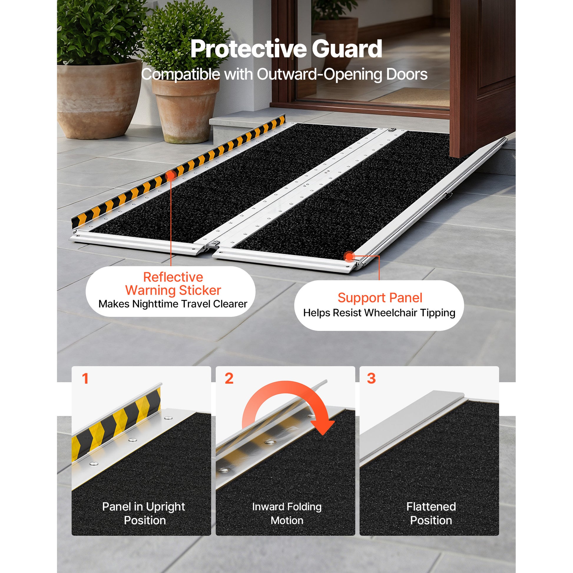 Portable Wheelchair Ramp, 5FT, Non-Slip Aluminum Folding Handicap Ramp for Wheelchair, 800 lbs Capacity, Door Threshold Ramps for Home Steps, Stairs, Entry, Threshold, Doorways, Scooter, Curbs image 7